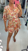 Crystal V Neck Ruffle Detailed Midi Dress