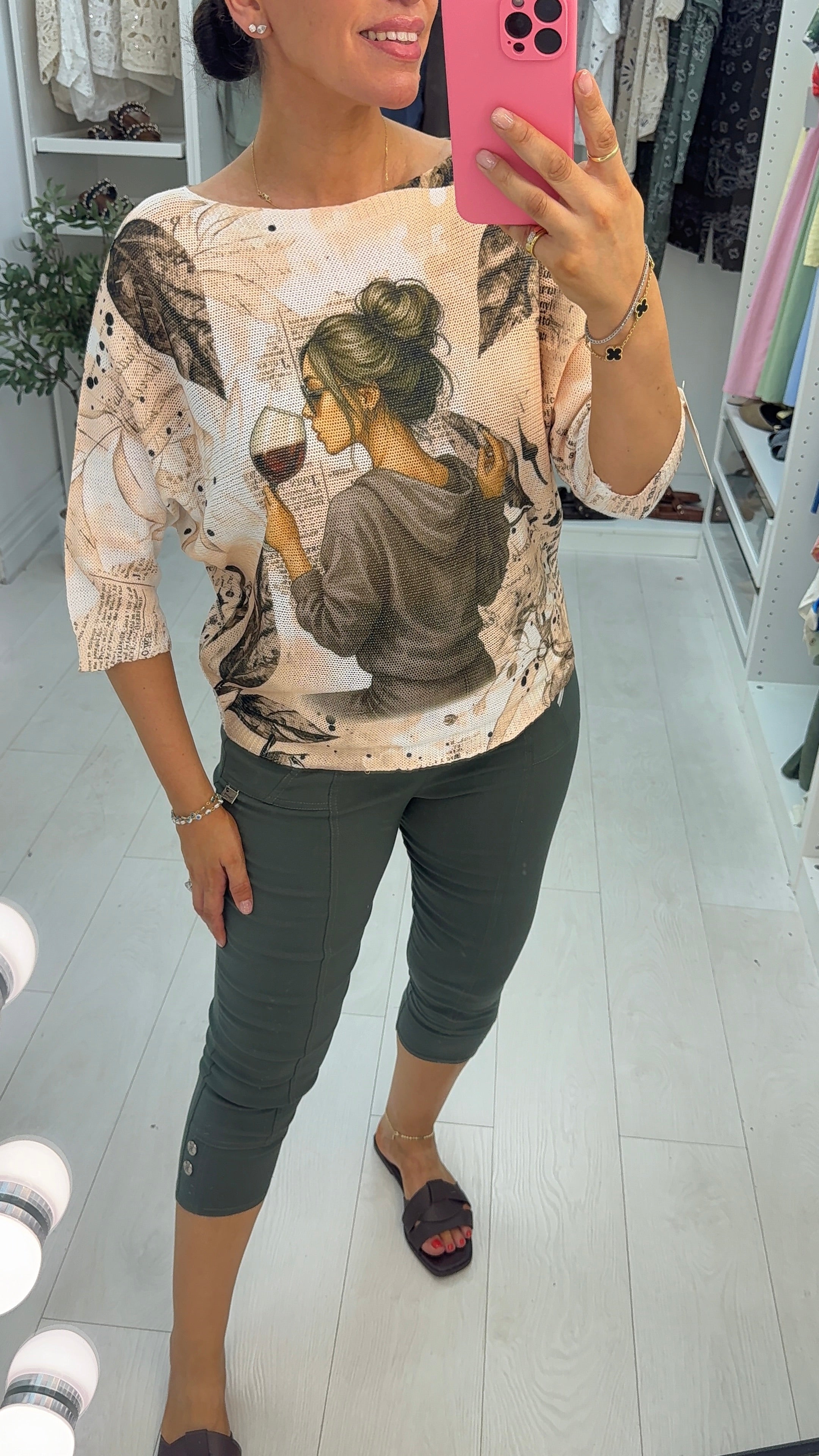 Hailey Wine Print Batwing Top