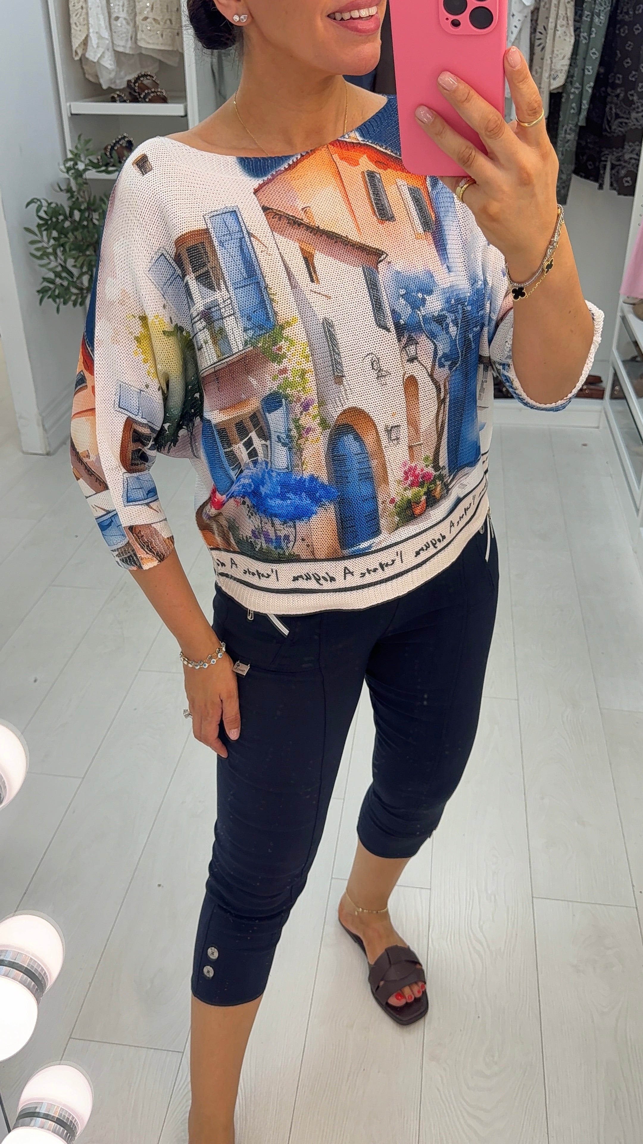 Islana Watercolour Print Batwing Top