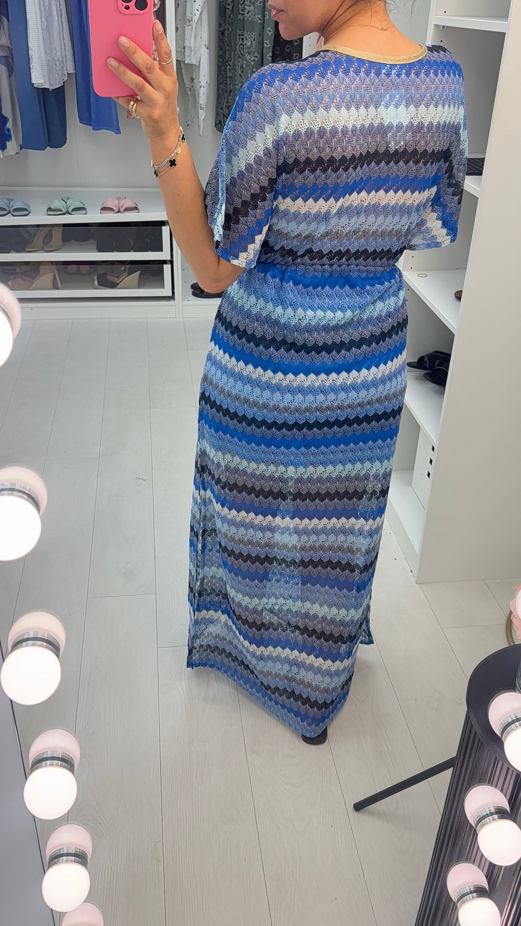 Yvonna V Neck Drawstring Waist Crochet Dress