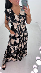 Lois Floral Print Frill Hem Maxi Dress