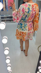 Galina Floral Print Belted Button Front Dress