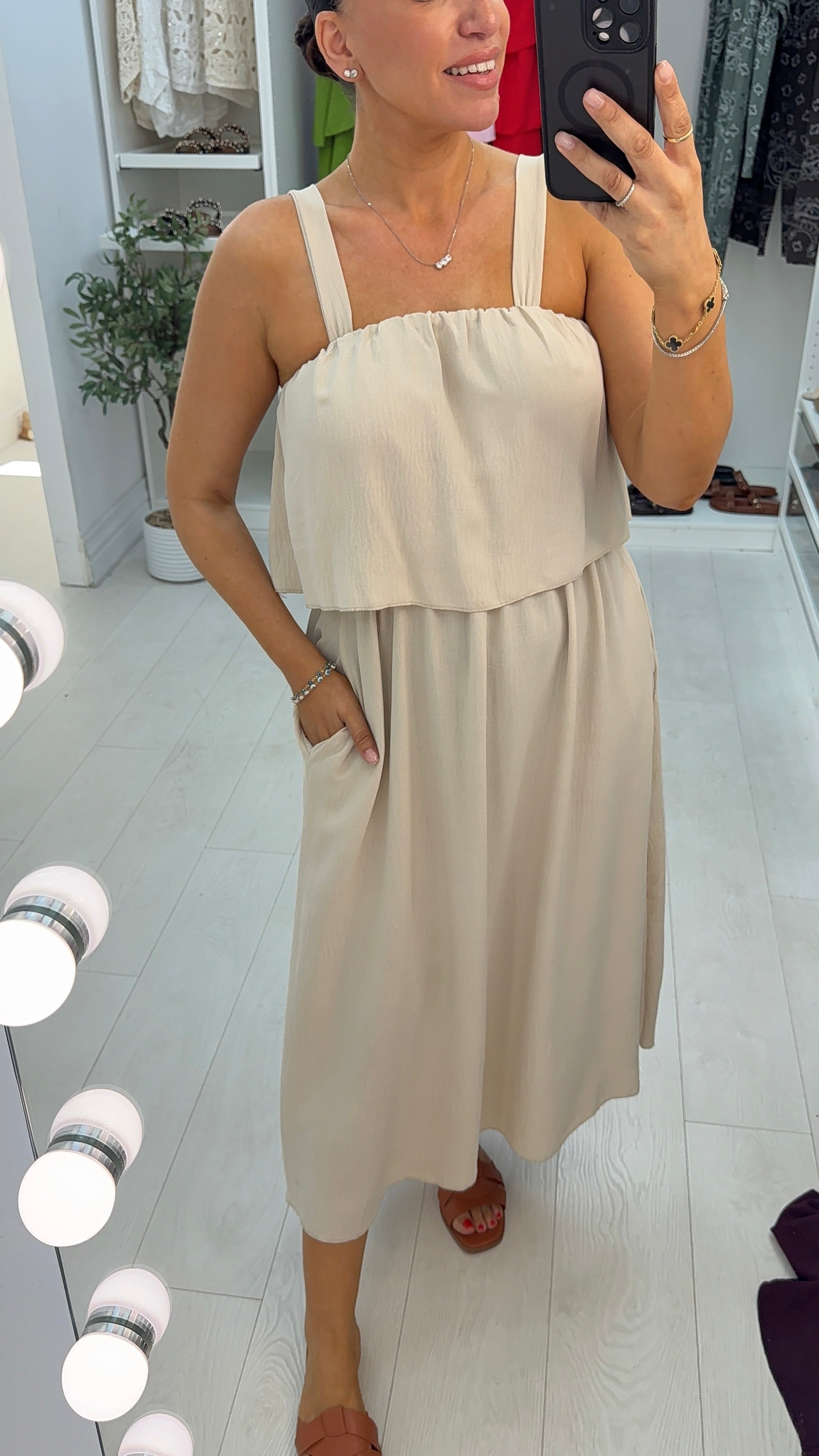 Janiyah Plain Loose Fit Strappy Dress