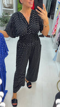 Hana Polka Dot V Neck Magic Jumpsuit
