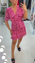 Simonna Rose print Shirred Waist Dress