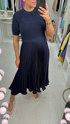 Alaina Plain 2-In-1 Knitted Top Silk Pleated Dress
