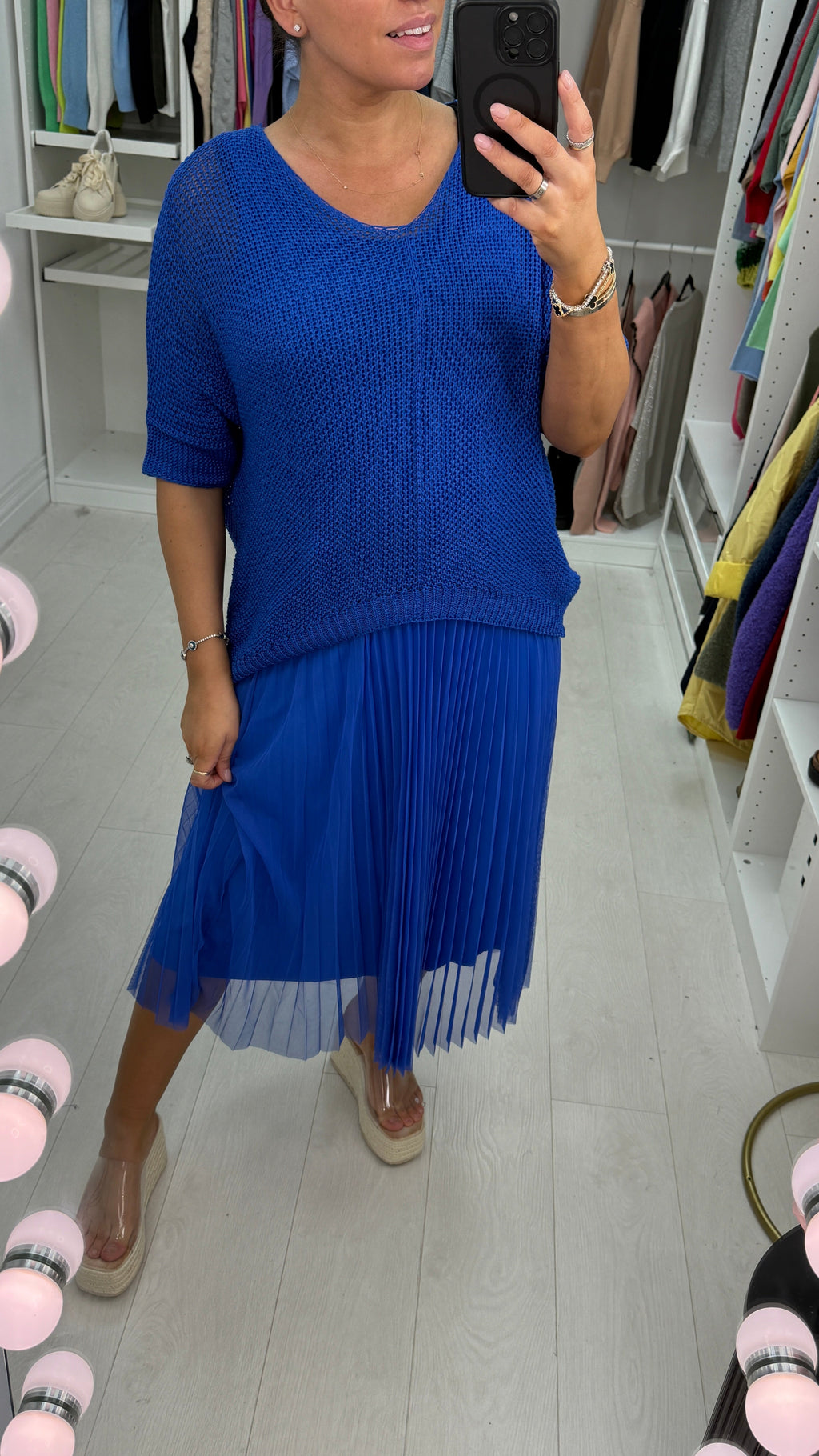 Alissia 2 Piece Knit Top & Pleated Chiffon Dress