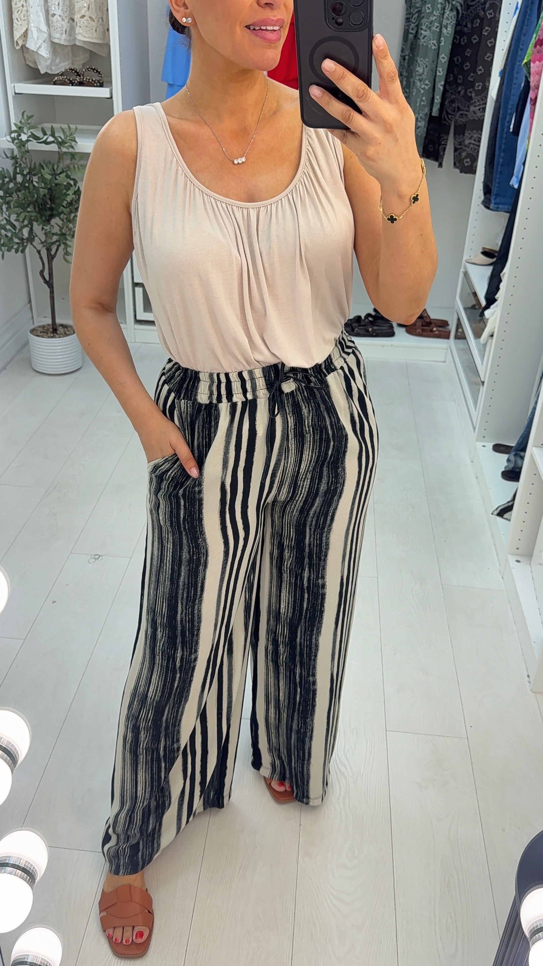 Yelena Striped Wide Leg Trousers