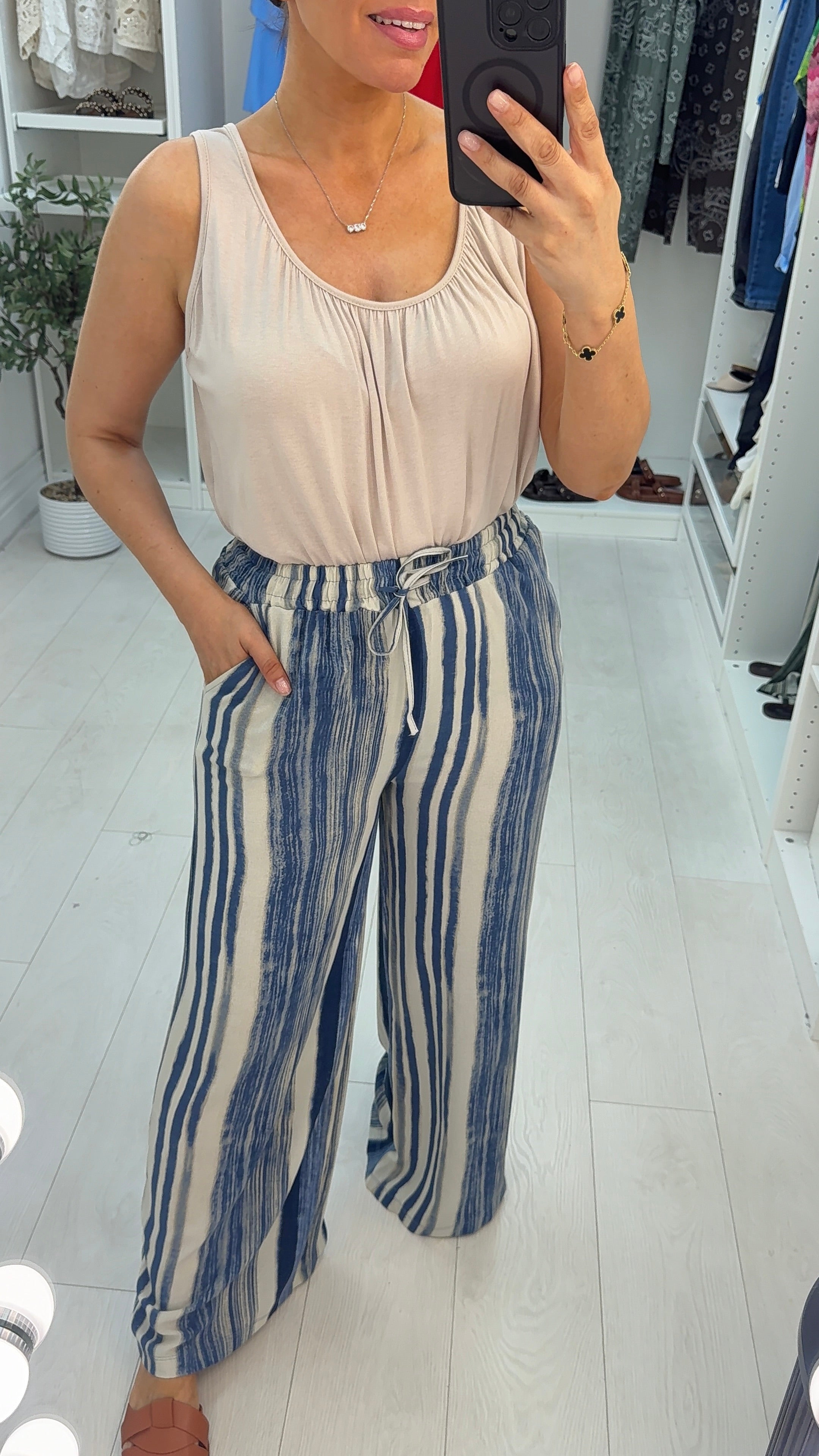 Yelena Striped Wide Leg Trousers