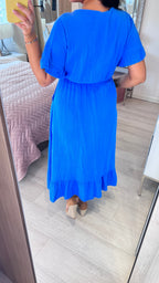 Nissi Cheesecloth Ruffle Hem Maxi Dress