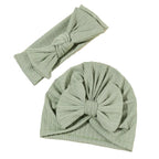 2Pcs Bow Headband and Hat Set
