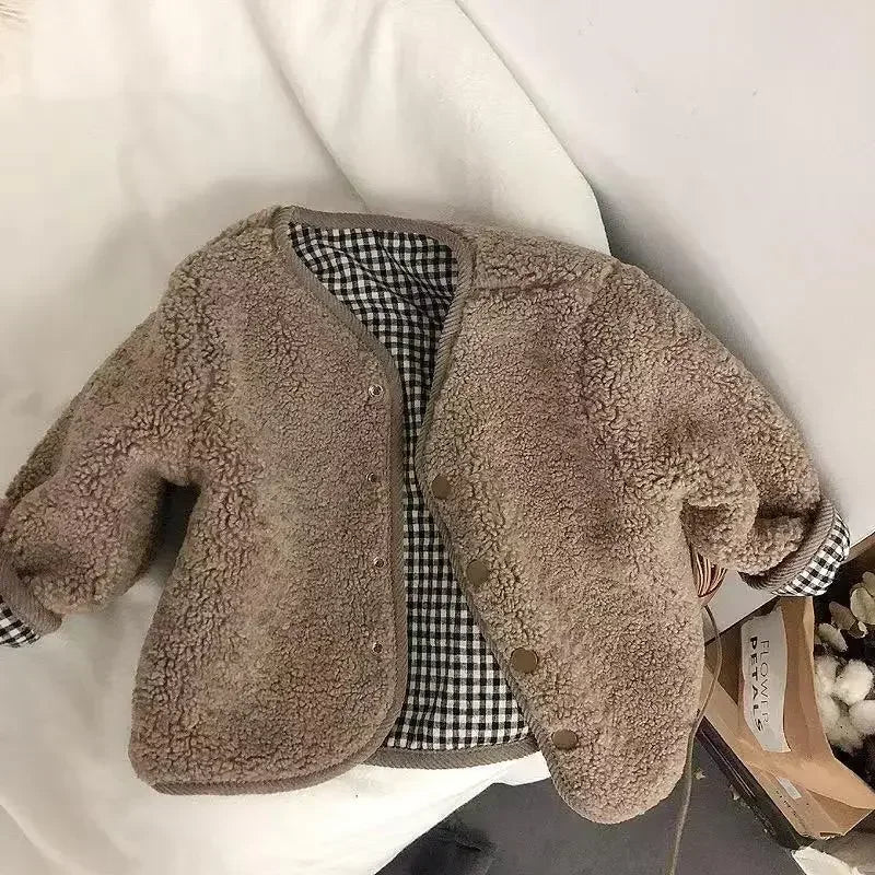 Reservable Plaid Plush Jacket