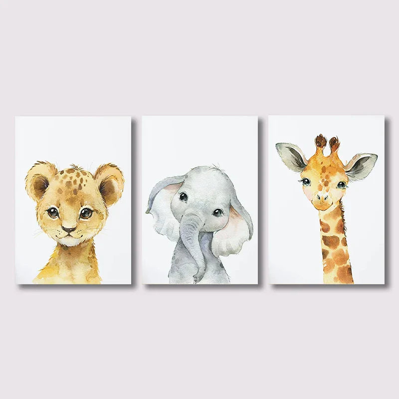Safari Nursery Decor Poster Set of 3
