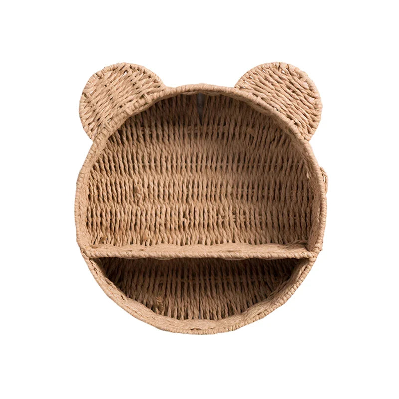 Straw Woven Handmade Wall Mounted Storage Rack