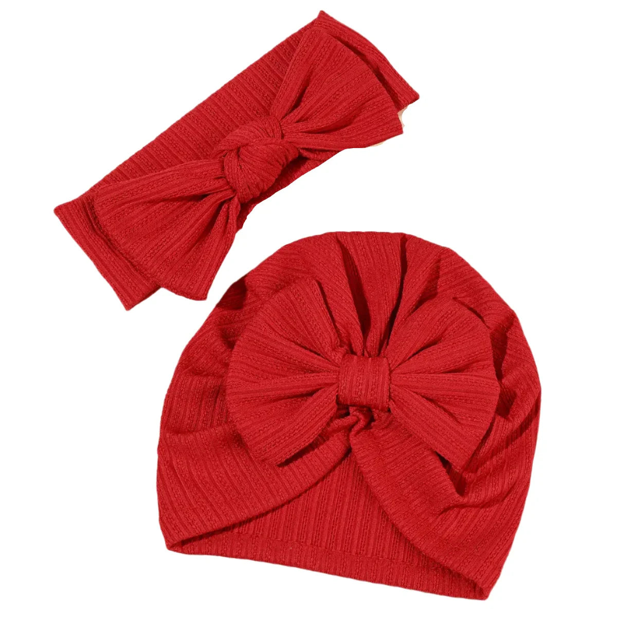 2Pcs Bow Headband and Hat Set