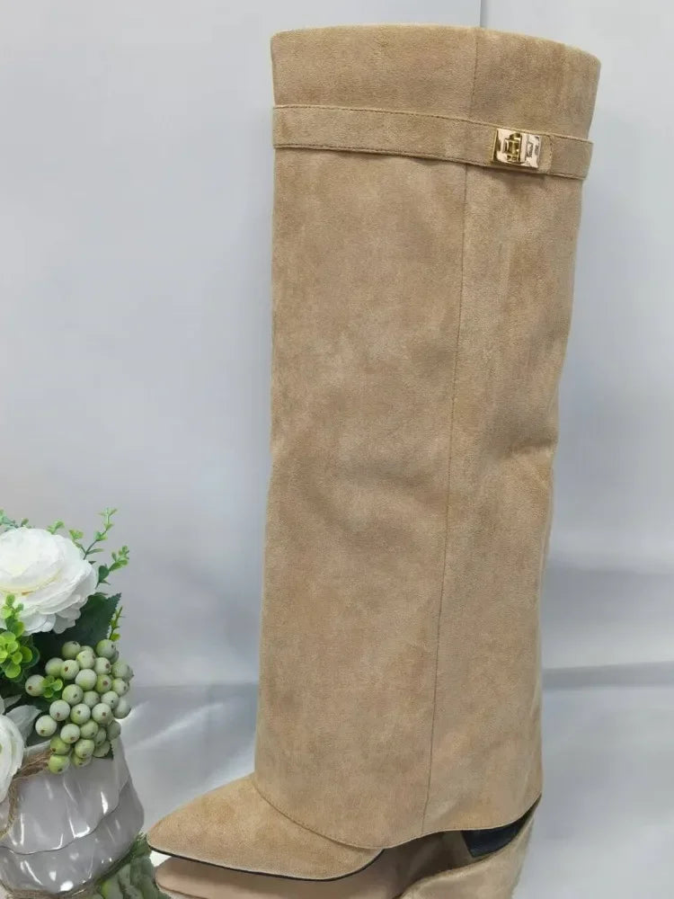 Annette | Women’s Leather Thigh-High Boots with Buckle