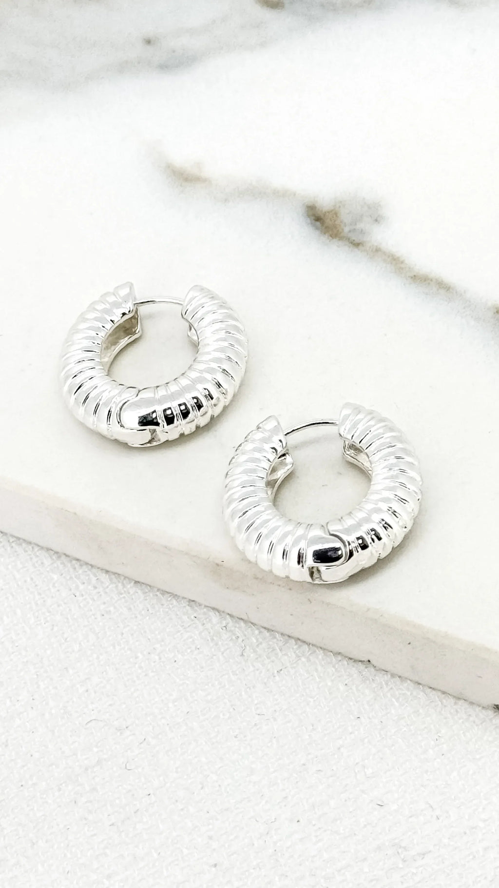 Gold Ribbed Chunky Hoops