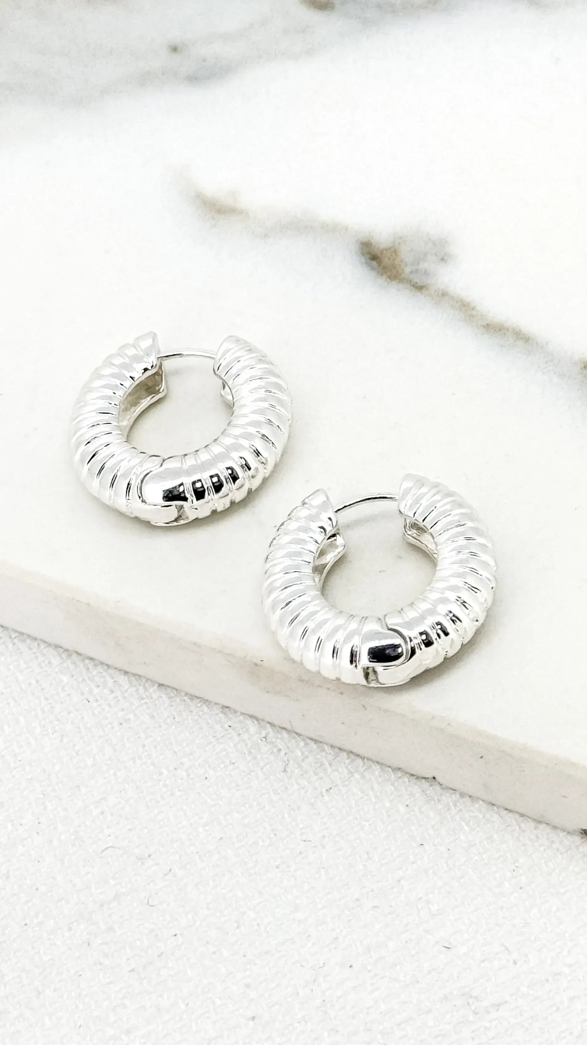 Gold Ribbed Chunky Hoops