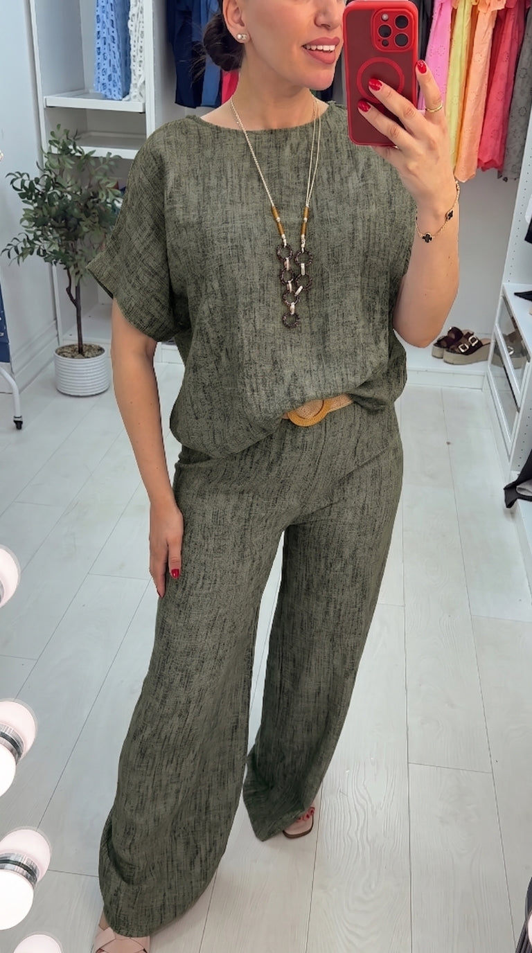 Otillie Plain Tie Front Belted Co-Ord Set