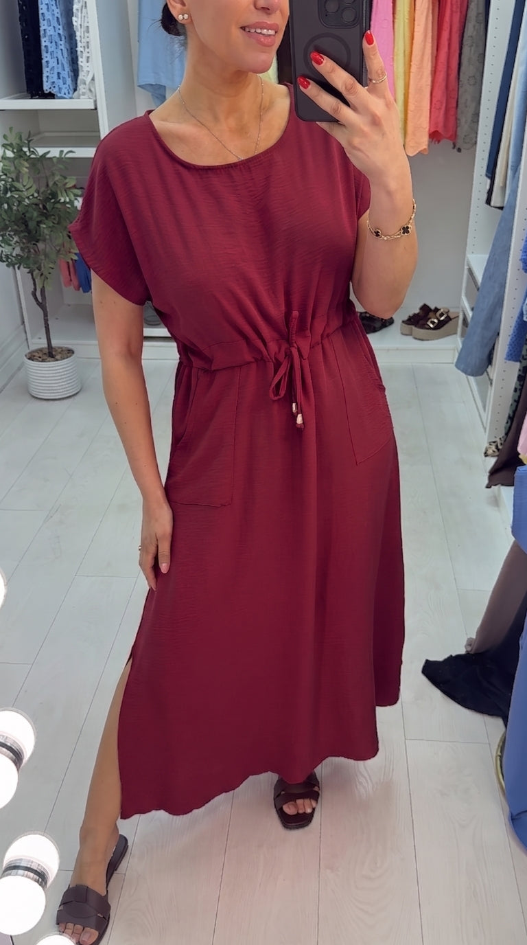 Kamila Plain Drawstring Waist Maxi Dress