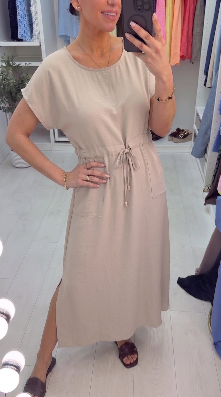 Kamila Plain Drawstring Waist Maxi Dress