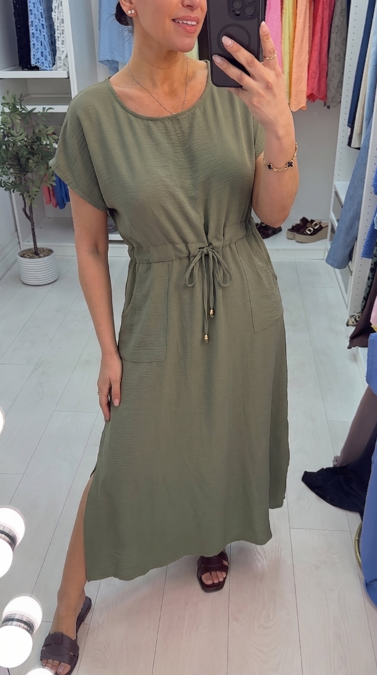 Kamila Plain Drawstring Waist Maxi Dress
