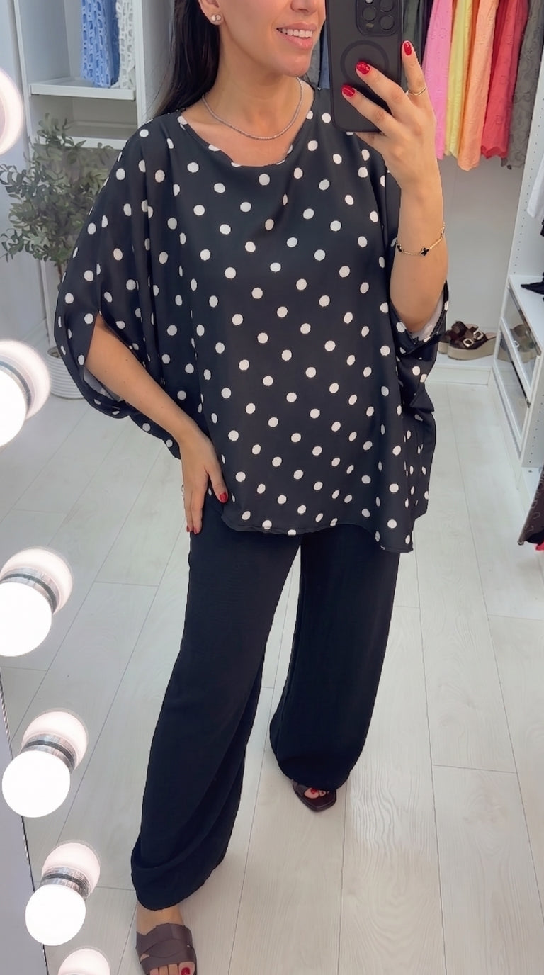 Haisley Polka Dot Asymmetric Co-Ord Set