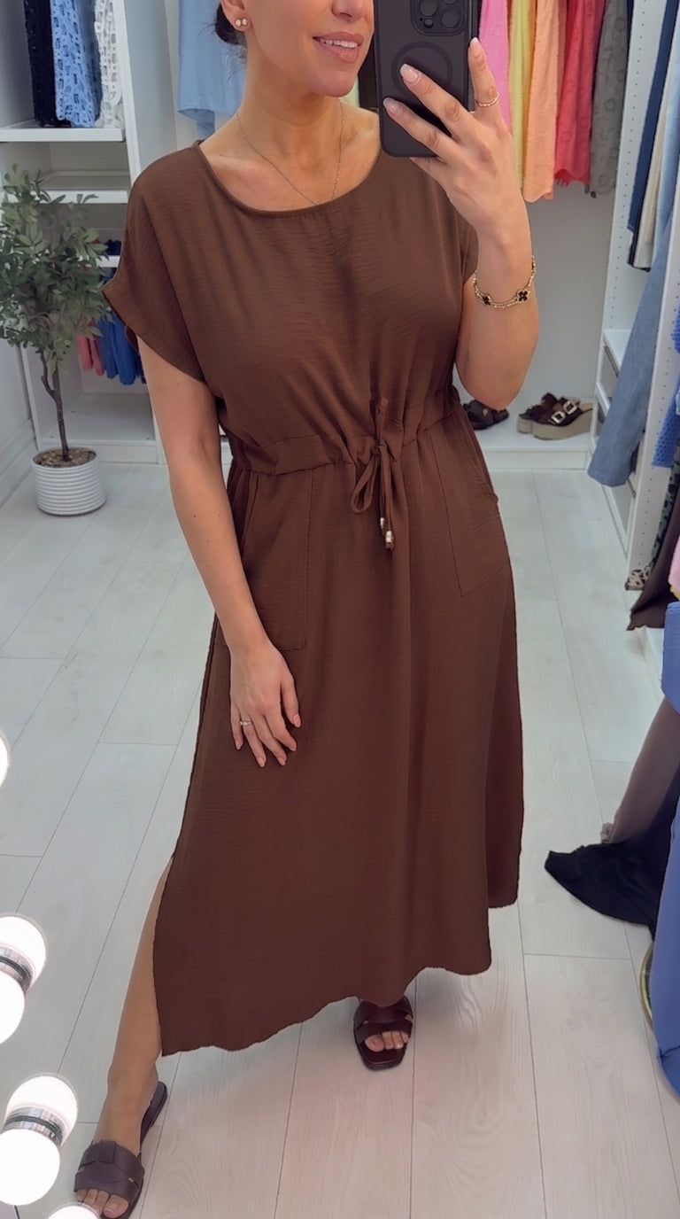 Kamila Plain Drawstring Waist Maxi Dress