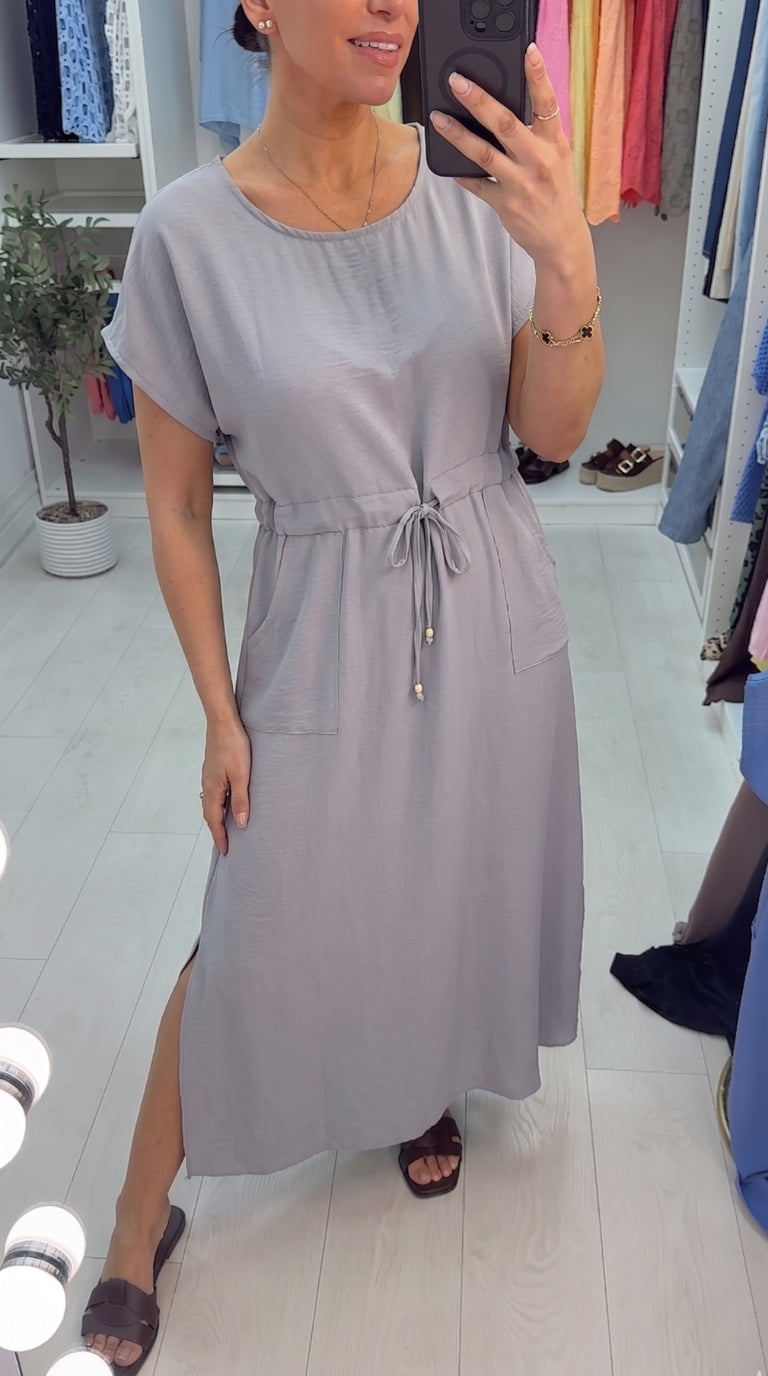 Kamila Plain Drawstring Waist Maxi Dress