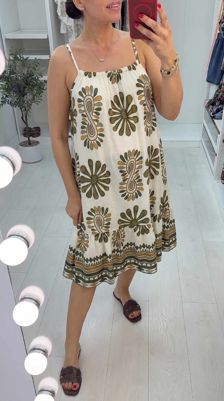 Zafira Paisley Print Strappy Midi Dress