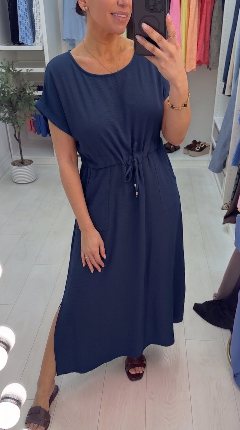 Kamila Plain Drawstring Waist Maxi Dress