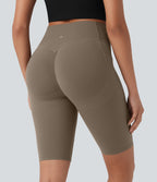 UltraSculptTM SoCinched High Waisted Scrunch Butt Lifting Tummy Control Side Pocket Shaping Workout Biker Shorts 9''