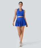 Seamless Flow Racerback Color Block Cropped Tennis Tank Top