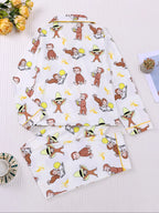 Women's Monkey Banana Print Pajama Set Pyjamas Pjs