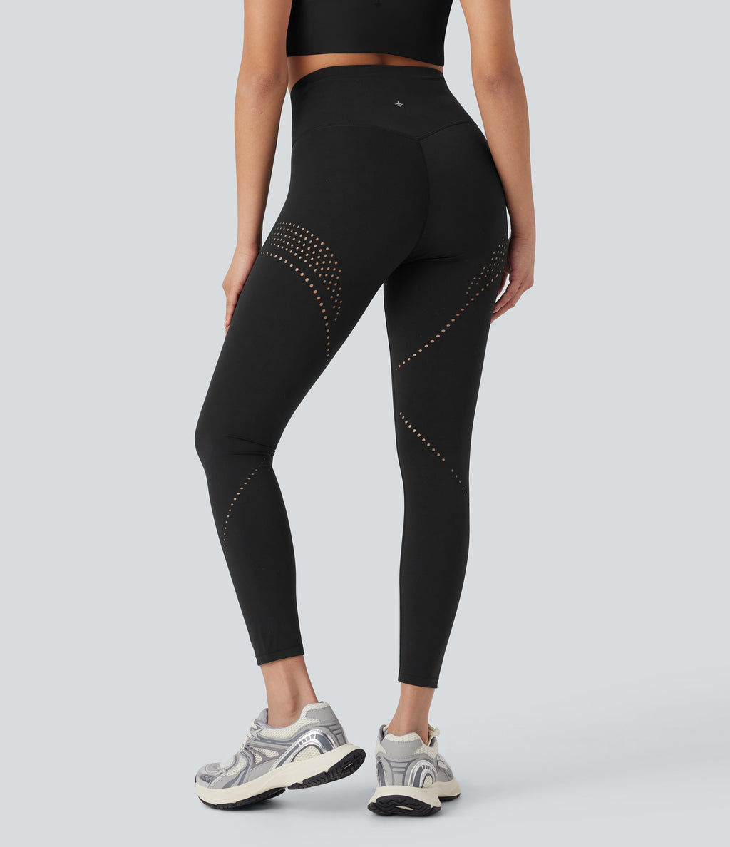 UltraSculptTM Cool Quick Dry High Waisted Tummy Control Ventilation Perforated Yoga Leggings-UPF 50+