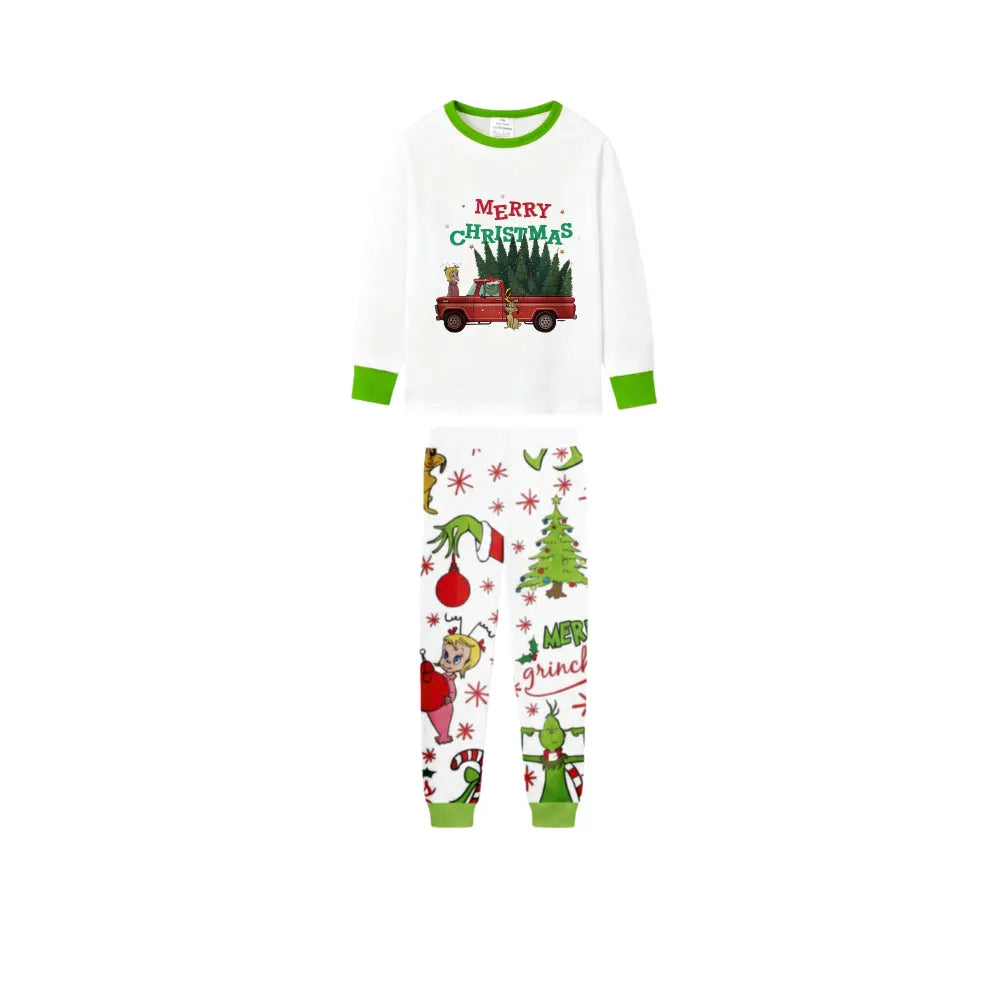Holiday Family Christmas Pajamas Set With Colorful Christmas Pattern Print