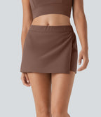 Water Repellent Mid Rise Foldover Twill Mini Tennis Skort with Pockets