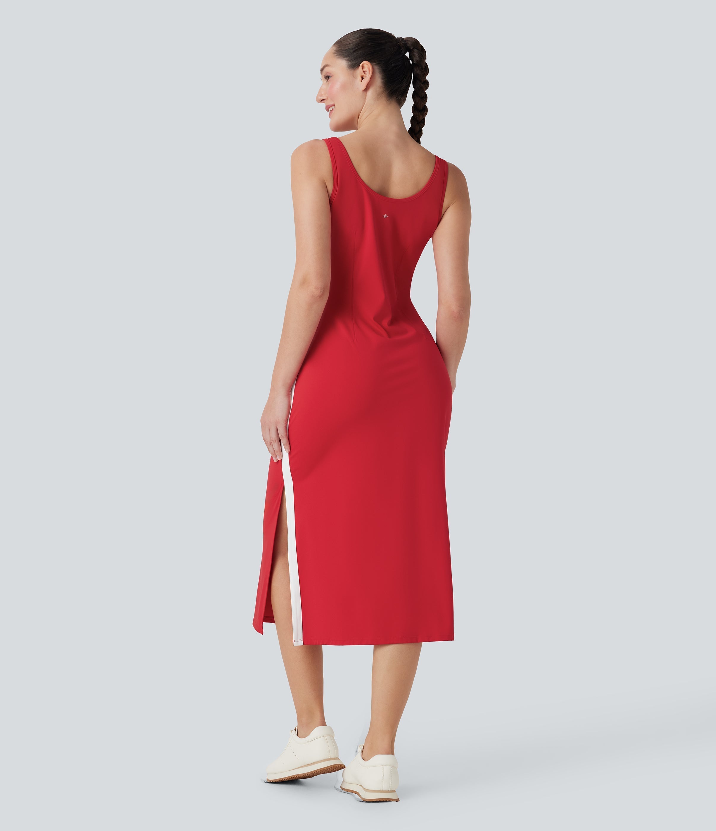 SoftlyZeroTM Airy Color Block Hem Cool Touch Workout Active Tank Dress with Pockets-UPF50+