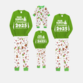 2025 Our Family Christmas Matching Pajamas - Green with Santa & Reindeer Pattern