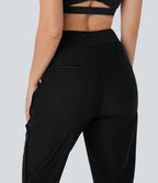 Mid Rise Curved Hem Yoga Capri Pants with Pockets