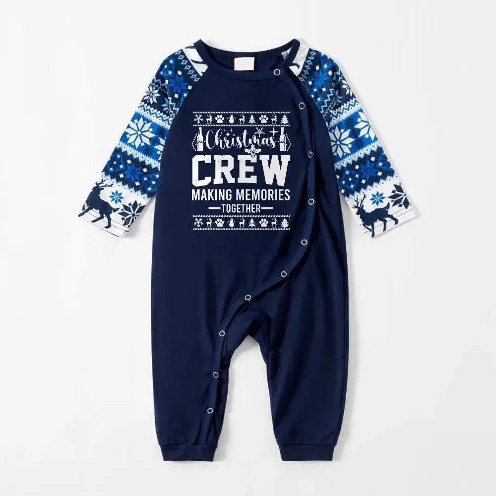Joyful Blue Christmas Pajamas Set  With Christmas Holiday Quotes
