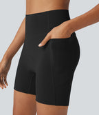 SpeedWaveTM SoCinched High Waisted Antislip Tummy Control Quick Dry Cycling Chamois Padded Biker Shorts 5'' with Pockets