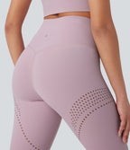UltraSculptTM Cool Quick Dry High Waisted Tummy Control Ventilation Perforated Yoga Leggings-UPF 50+