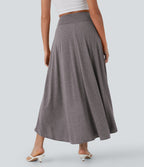 SoCinched High Waisted Tummy Control High Low 2-in-1 Flowy Maxi Casual Skirt