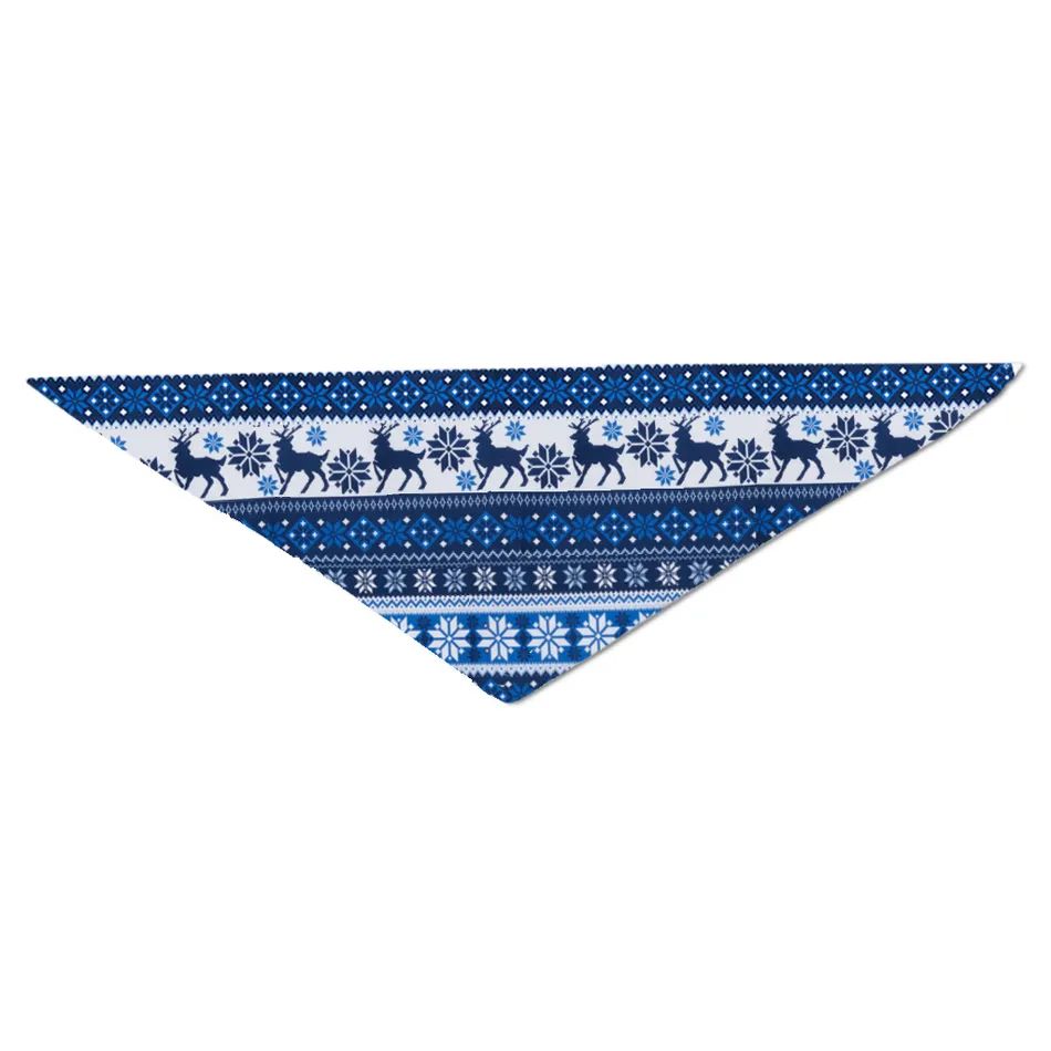 "Family Christmas" 2025 Letter Print Blue Family Matching Pajamas With Dog bandana