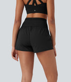 SpeedWaveTM High Waisted Contrast Mesh 2-in-1 Quick Dry Running Shorts with Pockets