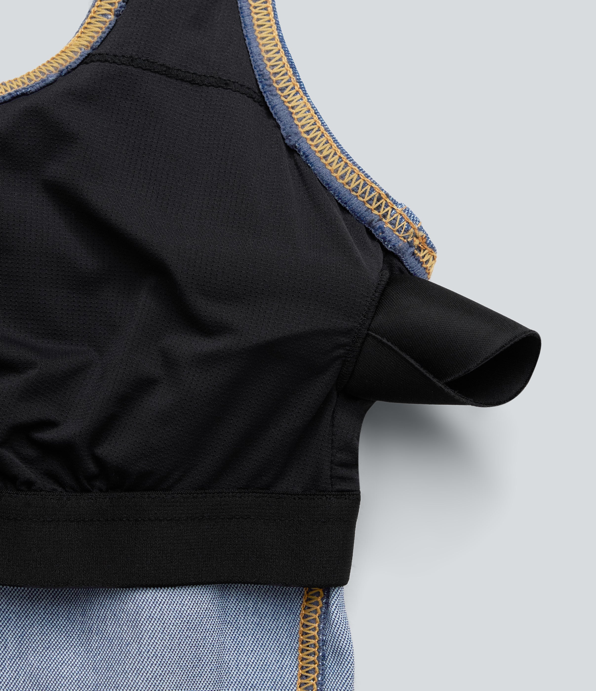 FlexTM Square Neck Racerback Cool Touch Washed Denim Tennis Bodysuit