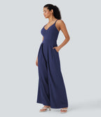 BreezefulTM Wide Leg Quick Dry Casual Slip Jumpsuit with Pockets-Easy Peezy Edition