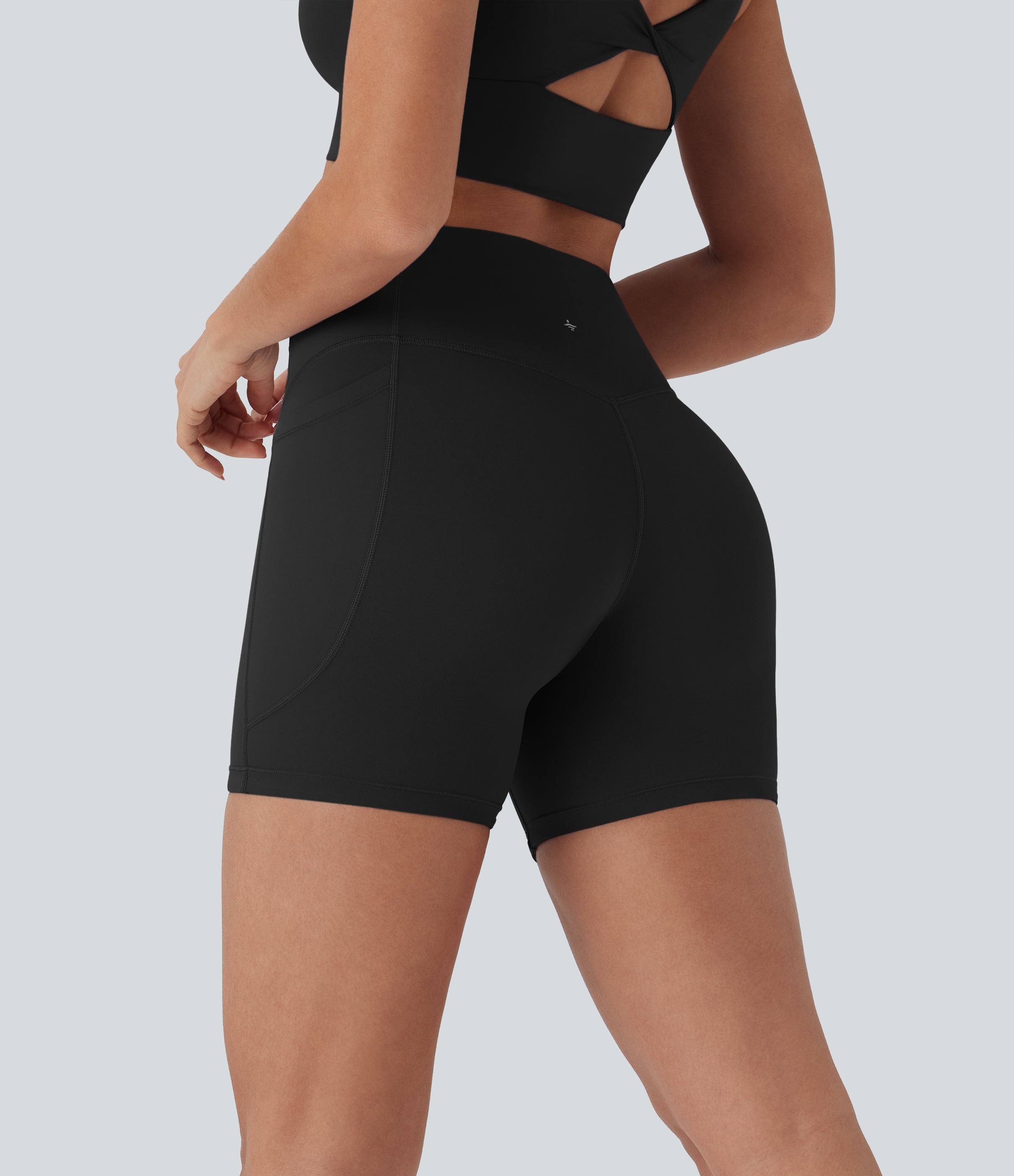 UltraSculptTM Cool Quick Dry SoCinched High Waisted Tummy Control Shaping Yoga Biker Shorts 5'' with Pockets-UPF50+