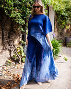 Full Pleated Tie Dye Color Top And Trousers